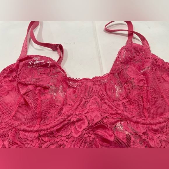 Intimately Free People Pink Lace Sorento Demi Longline Bra Sz 32C NWT Underwire - Picture 2 of 8